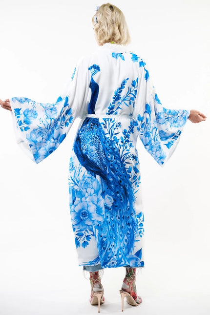 Fantasy Kimono White Peacock