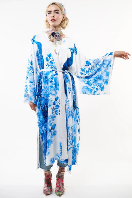 Fantasy Kimono White Peacock