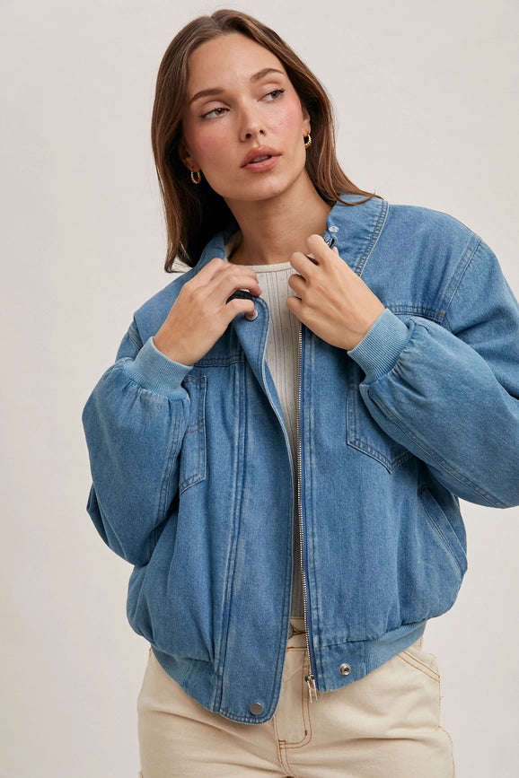 Faux Fur Detachble Denim Jacket