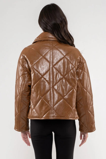 Faux Leather Quilted Jacket