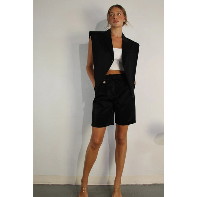 Faux Leather Vest BLACK