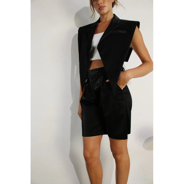 Faux Leather Vest BLACK