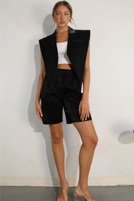 Faux Leather Vest BLACK