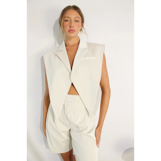 Faux Leather Vest CREAM