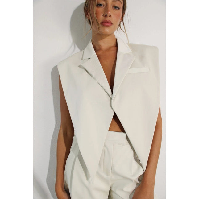 Faux Leather Vest CREAM