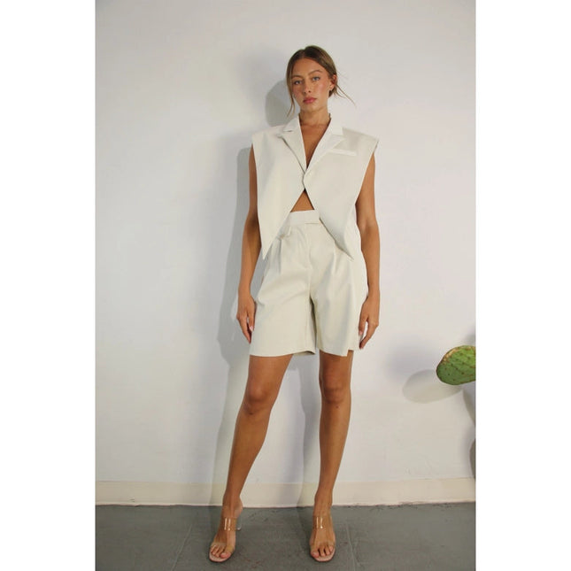 Faux Leather Vest CREAM