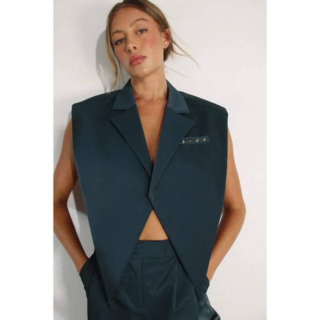 Faux Leather Vest DEEP GREEN