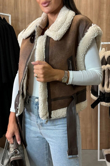 Faux Suede Fur Fleece Waistcoat