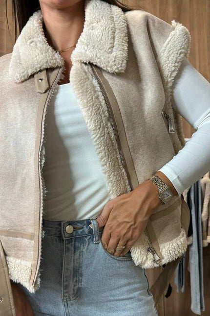 Faux Suede Fur Fleece Waistcoat