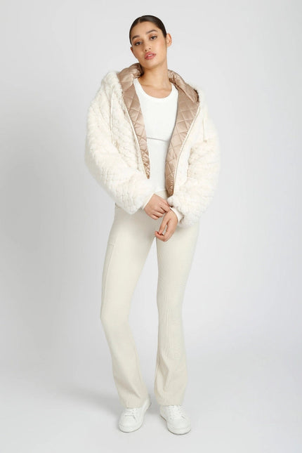 Fawn Reversible Faux Fur Hoodie - Taupe