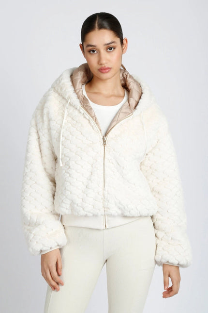 Fawn Reversible Faux Fur Hoodie - Taupe