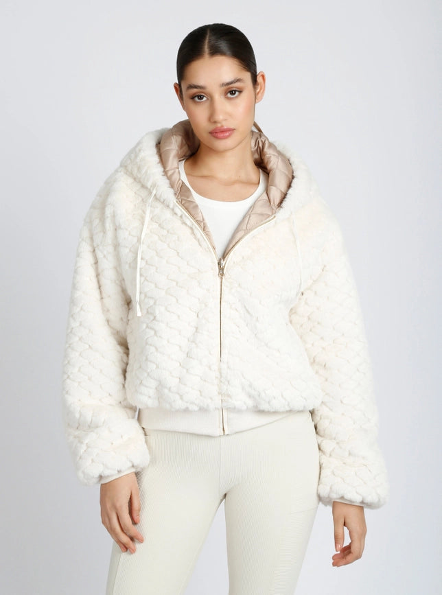 Fawn Reversible Faux Fur Hoodie - Taupe