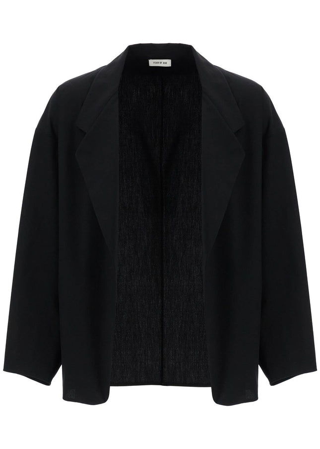 Fear Of God blazer in misto cotone e lana nero oversize con zip