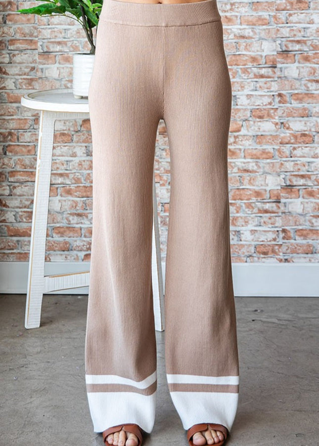 First Love Contrast Ribbed Knit Pants