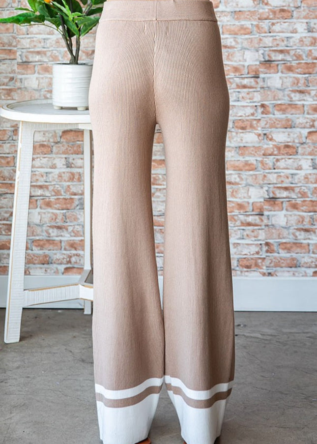 First Love Contrast Ribbed Knit Pants