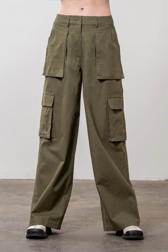 Flap Pockets Cargo Pants-Pants-Moon River-S-OLIVE-Urbanheer