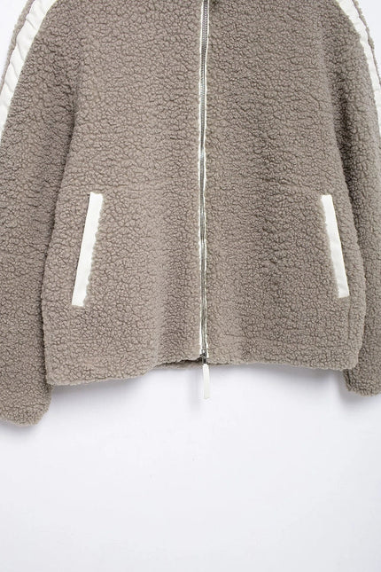 Fleece Fashion Loose Sporty Panelled Jacket