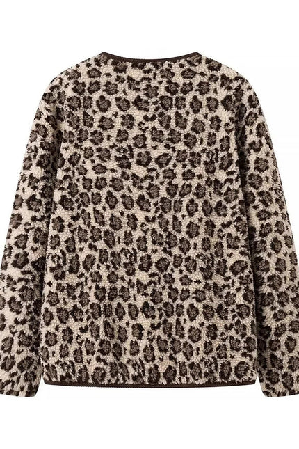 Fleece Leopard Print Wool Jacket