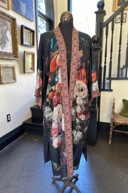 Flight of Fancy Long Duster Kimono Robe w/ Hummingbirds