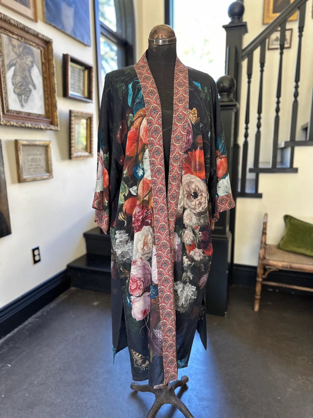 Flight of Fancy Long Duster Kimono Robe w/ Hummingbirds