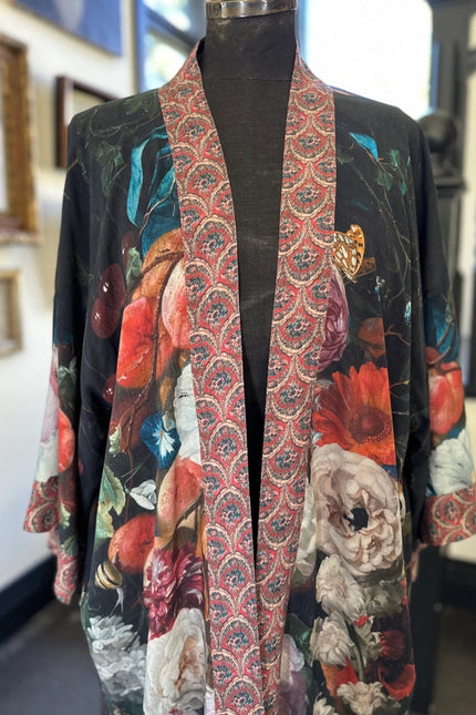 Flight of Fancy Long Duster Kimono Robe w/ Hummingbirds