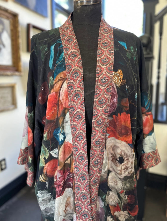 Flight of Fancy Long Duster Kimono Robe w/ Hummingbirds