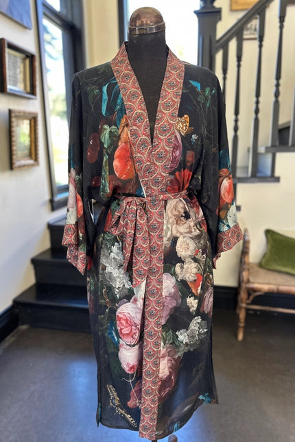 Flight of Fancy Long Duster Kimono Robe w/ Hummingbirds