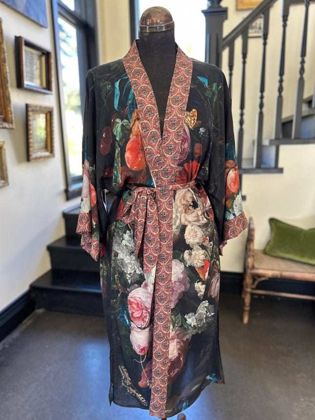 Flight of Fancy Long Duster Kimono Robe w/ Hummingbirds