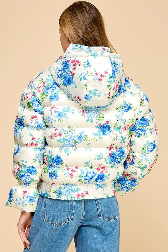 Floral Print Puff Jacket