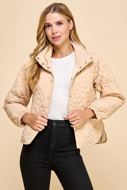 Floral Quilted Button Down Jacket