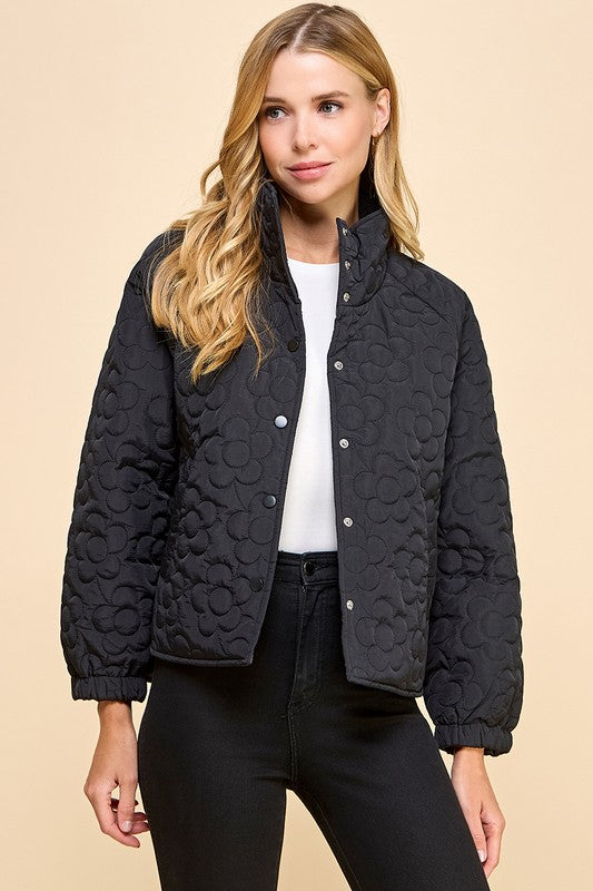 Floral Quilted Button Down Jacket