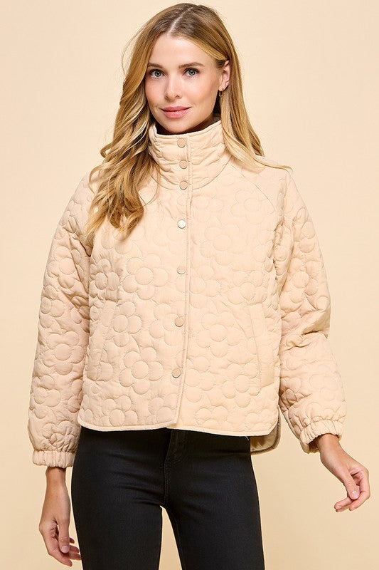 Floral Quilted Button Down Jacket