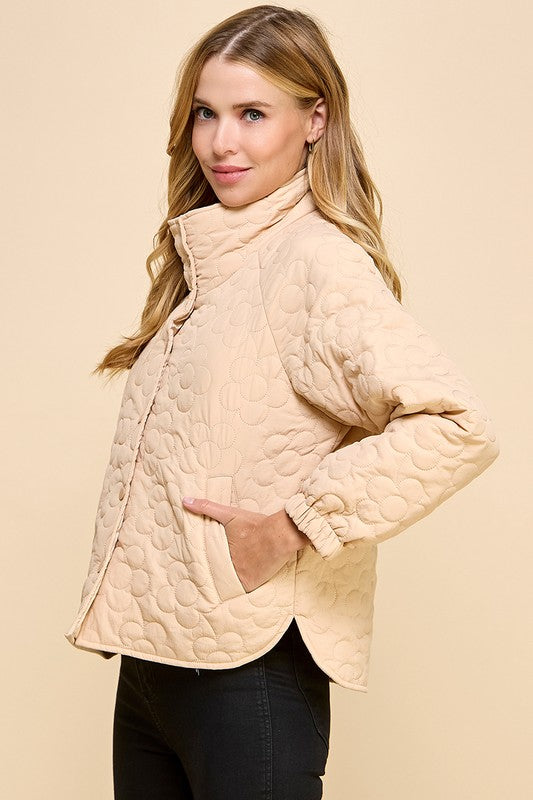 Floral Quilted Button Down Jacket