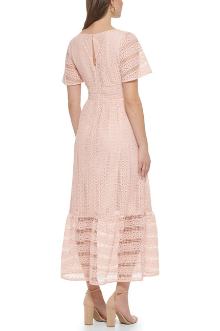 Floral Striped Lace Maxi-Dress-Kensie Dresses-Urbanheer