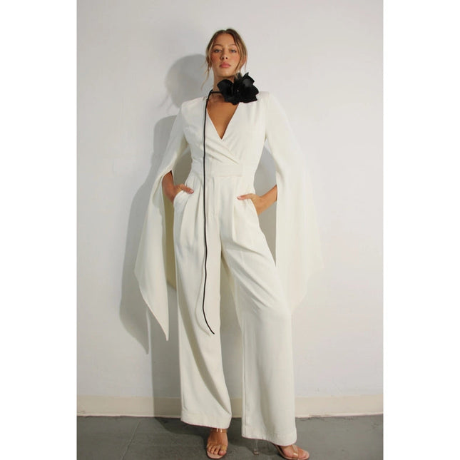 Fly Away Sleeve V Neck Jumpsuit