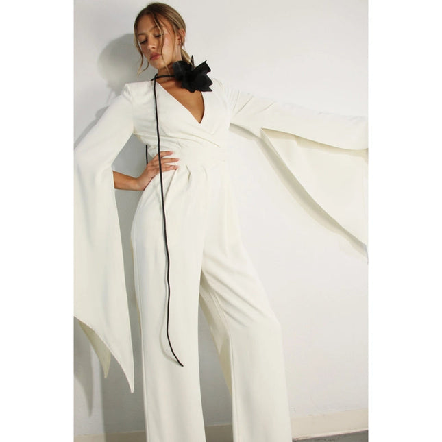 Fly Away Sleeve V Neck Jumpsuit