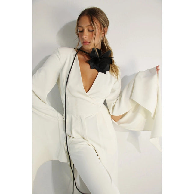 Fly Away Sleeve V Neck Jumpsuit