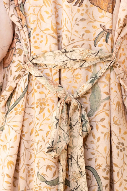 Folklore Bamboo Floral Bird Kimono Duster Robe