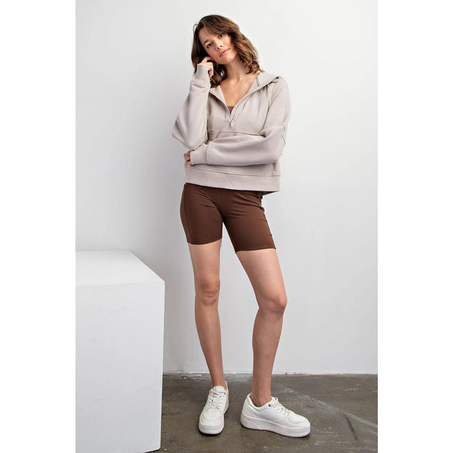 French Terry Cropped Hoodie Jacket Lt Taupe