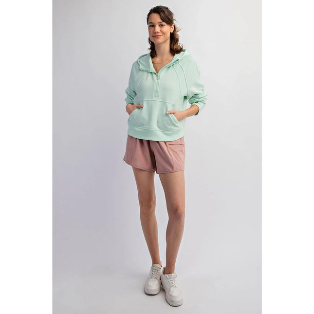 French Terry Cropped Hoodie Jacket Mint