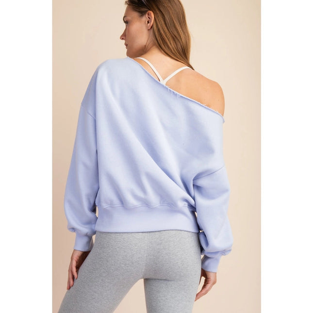 French Terry Fleece Off Shoulder Sweatshirt Iris