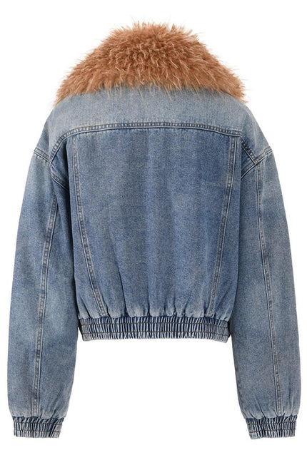 Friendly Fur Collar Denim Jacket - Autumn/Winter