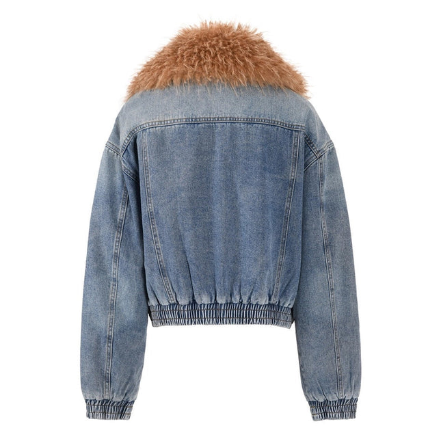 Friendly Fur Collar Denim Jacket - Autumn/Winter