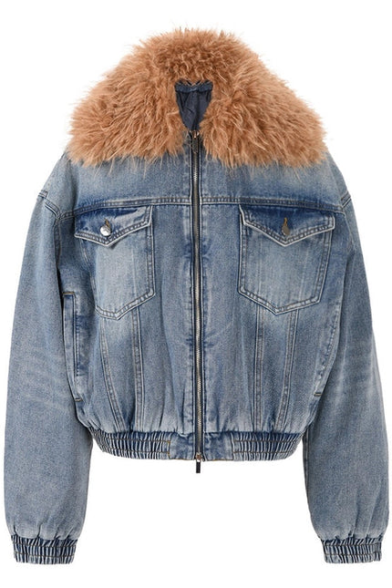 Friendly Fur Collar Denim Jacket - Autumn/Winter