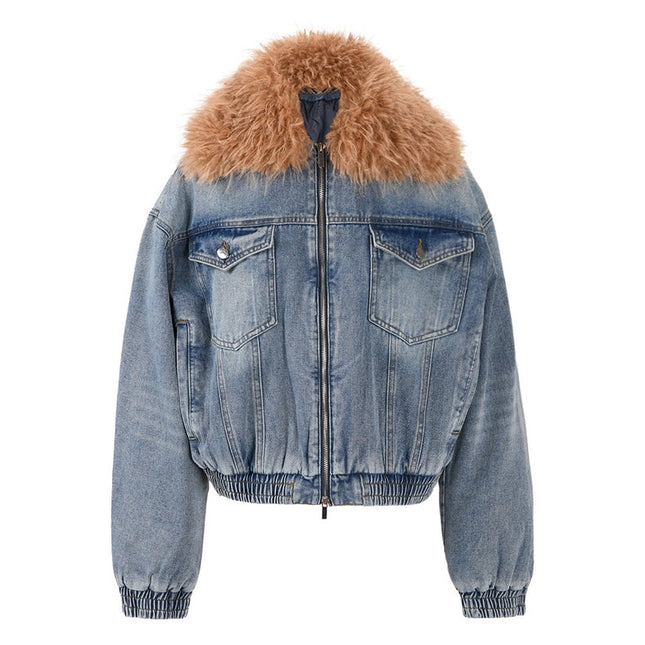 Friendly Fur Collar Denim Jacket - Autumn/Winter