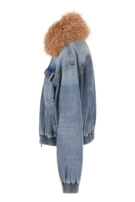 Friendly Fur Collar Denim Jacket - Autumn/Winter