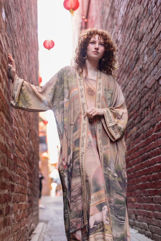 Friendship Love And Truth Vintage Wash Duster Kimono Robe