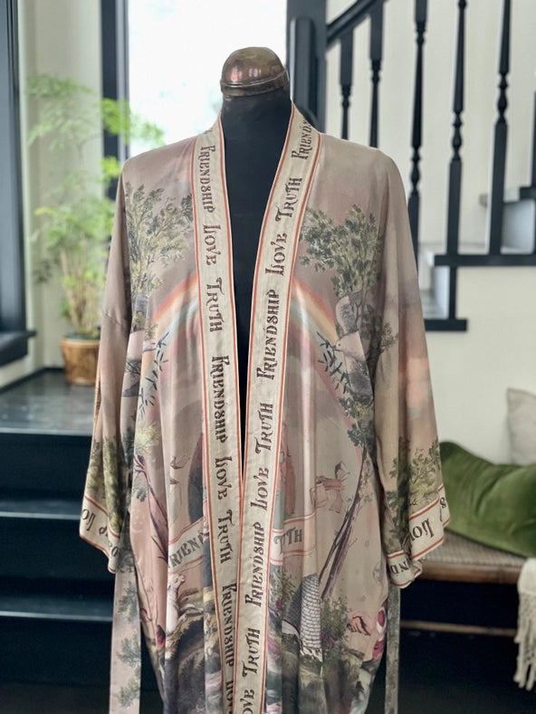 Friendship Love And Truth Vintage Wash Duster Kimono Robe