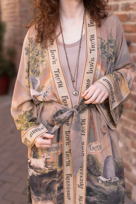 Friendship Love And Truth Vintage Wash Duster Kimono Robe