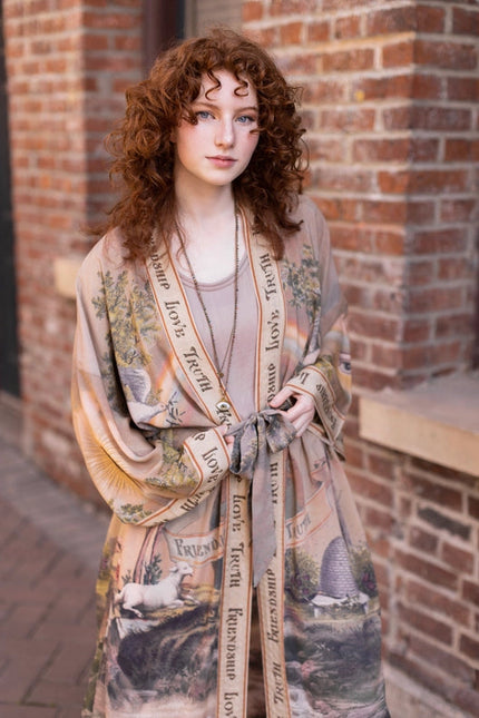 Friendship Love And Truth Vintage Wash Duster Kimono Robe